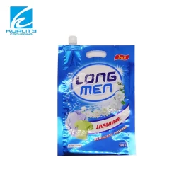 Wholesale Plastic Pouch Liquid Packs Stand Up Spout Pouch With Handle Laundry Packaging