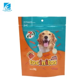 Custom Dog Treat Bags Eco-Friendly Pet Food Packaging Hanging Hole with Zipper Standing Pouches