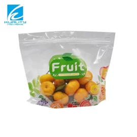 Borsa da imballaggio per frutta personalizzata Zip Lock Stand Up Pouch Packaging con manici e fori di sfiato