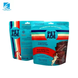 Custom Pet Food Packaging Solutions Hanging Hole with Zipper Easy Tear Standing Pouch