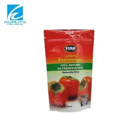 Custom Dried Fruit Bags Persimmon Food Packaging with Euro Holes Standing Pouches