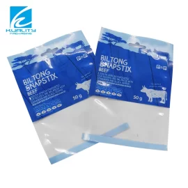 Custom Pet Packaging with Euro Holes Visible Window Three Side Seal Pouch