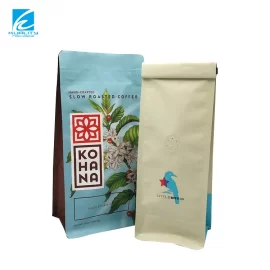 Custom Coffee Bean Bags,Flat Bottom Pouch with Valve Resealable Plastic Bags