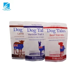 Custom Dog Treat Packaging Bag with PET Windows Recyclable Stand Up Pouch