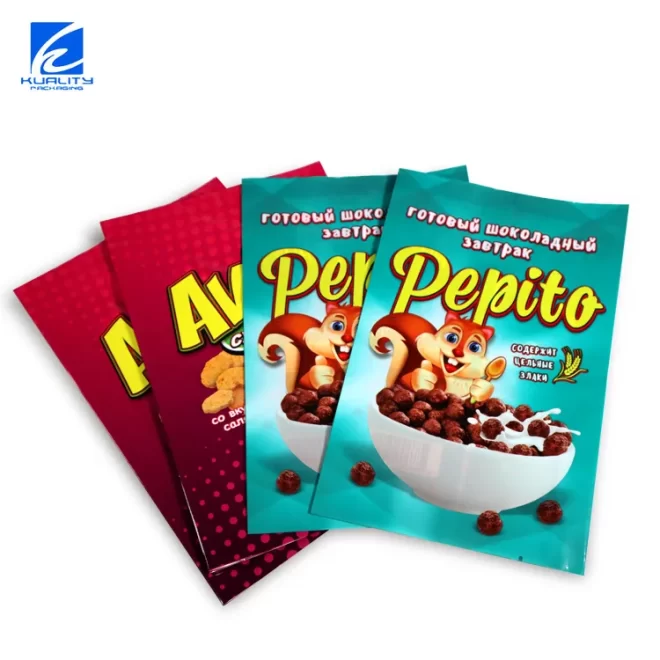 OEM Chocolate Cereal Packaging, pungi personalizate Snack cu logo-ul Trei Side Seal Pouch